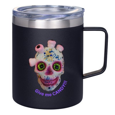 Give Me Candy Crazy Wildeyed Skull Face .Png 12oz Stainless Steel Coffee Mug