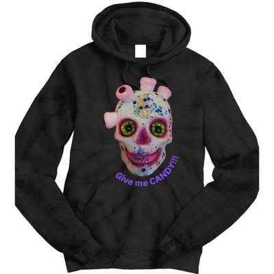 Give Me Candy Crazy Wildeyed Skull Face .Png Tie Dye Hoodie