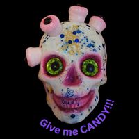 Give Me Candy Crazy Wildeyed Skull Face .Png Kids Sweatshirt