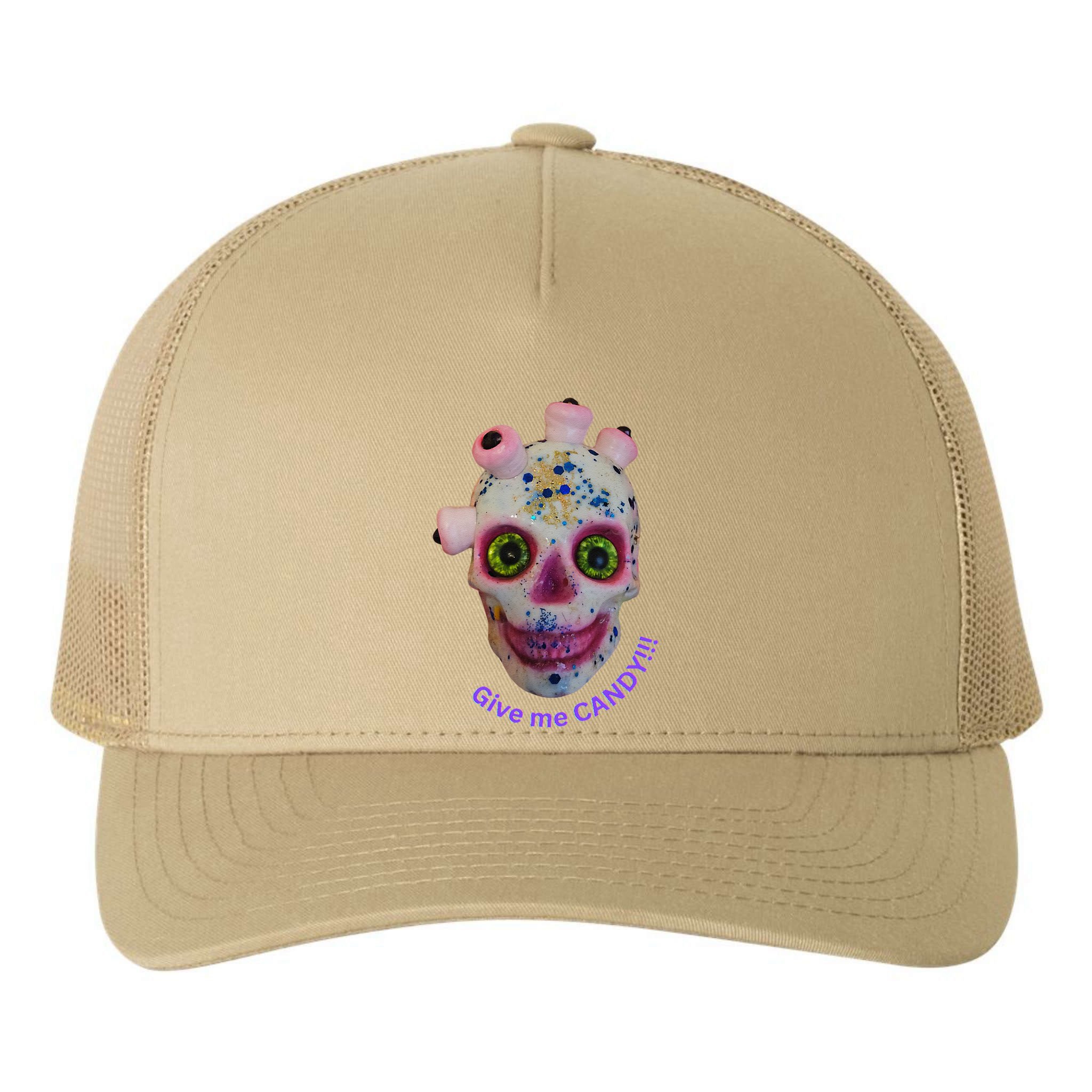 Give Me Candy Crazy Wildeyed Skull Face .Png Yupoong Adult 5-Panel Trucker Hat