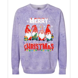 Gnomes Merry Christmas Light Matching Family Cute Gnomes Pjs Gift Colorblast Crewneck Sweatshirt