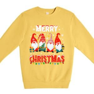 Gnomes Merry Christmas Light Matching Family Cute Gnomes Pjs Gift Premium Crewneck Sweatshirt