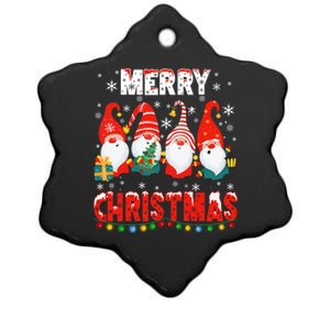 Gnomes Merry Christmas Light Matching Family Cute Gnomes Pjs Gift Ceramic Star Ornament