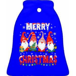 Gnomes Merry Christmas Light Matching Family Cute Gnomes Pjs Gift Ceramic Bell Ornament