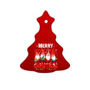 Gnomes Merry Christmas Light Matching Family Cute Gnomes Pjs Gift Ceramic Tree Ornament