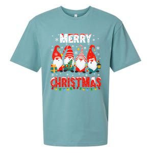 Gnomes Merry Christmas Light Matching Family Cute Gnomes Pjs Gift Sueded Cloud Jersey T-Shirt