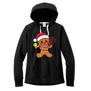 Gingerbread Man Christmas Tennis Ball Player Lover Xmas Women's Fleece Hoodie