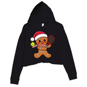 Gingerbread Man Christmas Tennis Ball Player Lover Xmas Crop Fleece Hoodie