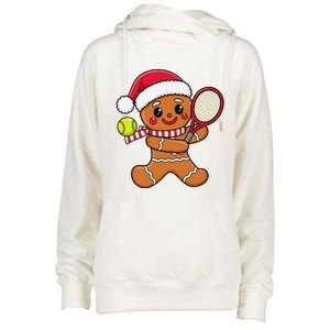 Gingerbread Man Christmas Tennis Ball Player Lover Xmas Womens Funnel Neck Pullover Hood