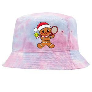 Gingerbread Man Christmas Tennis Ball Player Lover Xmas Tie-Dyed Bucket Hat