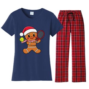 Gingerbread Man Christmas Tennis Ball Player Lover Xmas Women's Flannel Pajama Set