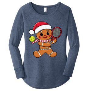 Gingerbread Man Christmas Tennis Ball Player Lover Xmas Women's Perfect Tri Tunic Long Sleeve Shirt