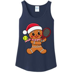 Gingerbread Man Christmas Tennis Ball Player Lover Xmas Ladies Essential Tank