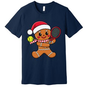 Gingerbread Man Christmas Tennis Ball Player Lover Xmas Premium T-Shirt