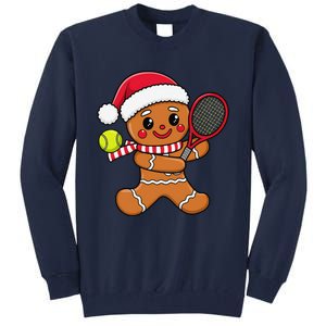 Gingerbread Man Christmas Tennis Ball Player Lover Xmas Tall Sweatshirt