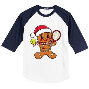 Gingerbread Man Christmas Tennis Ball Player Lover Xmas Baseball Sleeve Shirt