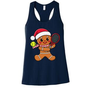 Gingerbread Man Christmas Tennis Ball Player Lover Xmas Women's Racerback Tank