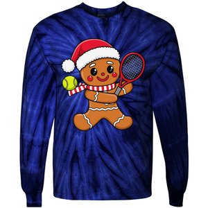 Gingerbread Man Christmas Tennis Ball Player Lover Xmas Tie-Dye Long Sleeve Shirt