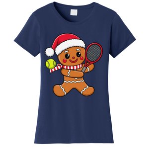 Gingerbread Man Christmas Tennis Ball Player Lover Xmas Women's T-Shirt