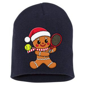 Gingerbread Man Christmas Tennis Ball Player Lover Xmas Short Acrylic Beanie