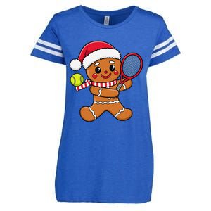 Gingerbread Man Christmas Tennis Ball Player Lover Xmas Enza Ladies Jersey Football T-Shirt