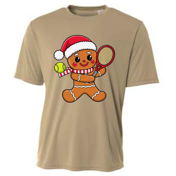 Gingerbread Man Christmas Tennis Ball Player Lover Xmas Cooling Performance Crew T-Shirt