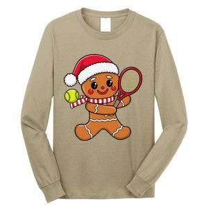 Gingerbread Man Christmas Tennis Ball Player Lover Xmas Long Sleeve Shirt