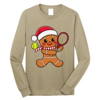 Gingerbread Man Christmas Tennis Ball Player Lover Xmas Long Sleeve Shirt