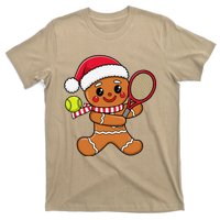 Gingerbread Man Christmas Tennis Ball Player Lover Xmas T-Shirt