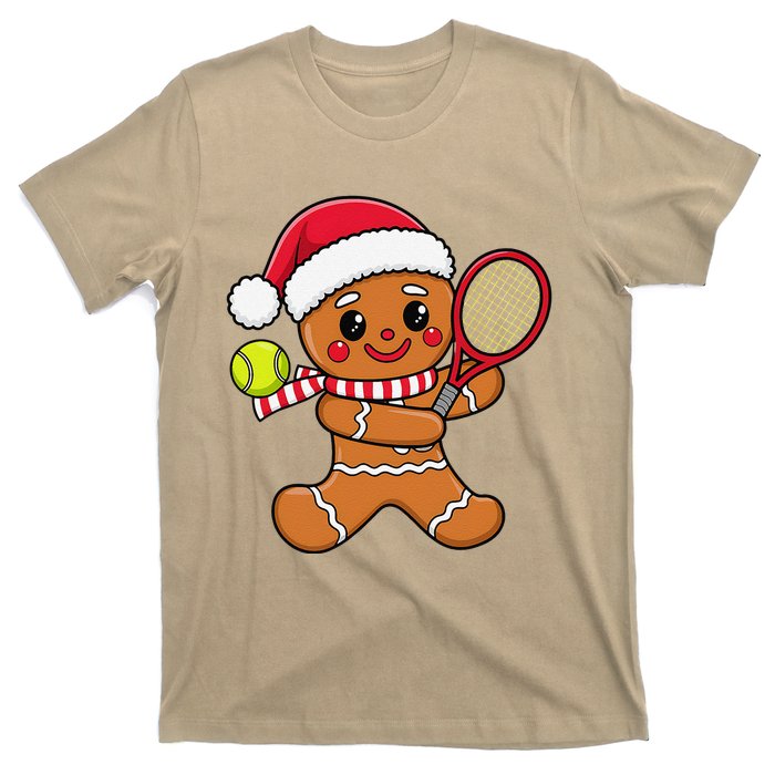 Gingerbread Man Christmas Tennis Ball Player Lover Xmas T-Shirt