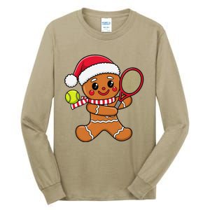 Gingerbread Man Christmas Tennis Ball Player Lover Xmas Tall Long Sleeve T-Shirt