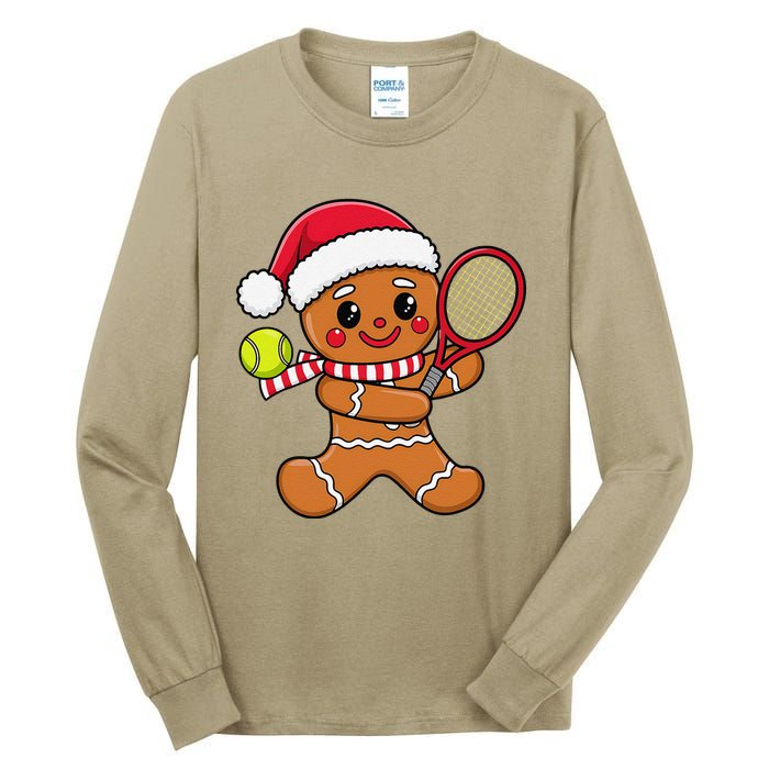 Gingerbread Man Christmas Tennis Ball Player Lover Xmas Tall Long Sleeve T-Shirt