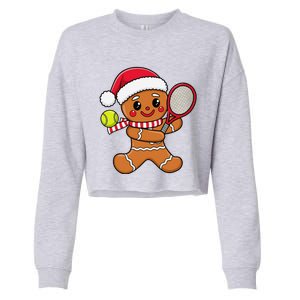 Gingerbread Man Christmas Tennis Ball Player Lover Xmas Cropped Pullover Crew