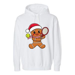 Gingerbread Man Christmas Tennis Ball Player Lover Xmas Garment-Dyed Fleece Hoodie