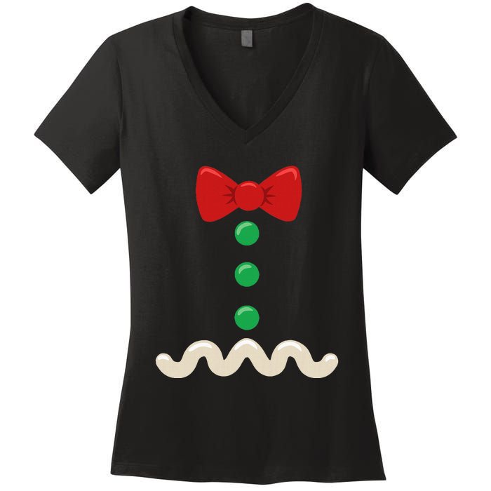 Gingerbread Man Christmas Costume Women's V-Neck T-Shirt