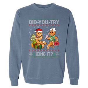 Gingerbread Man Cookie Ugly Sweater Oh Snap Christmas Garment-Dyed Sweatshirt