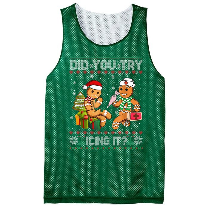 Gingerbread Man Cookie Ugly Sweater Oh Snap Christmas Mesh Reversible Basketball Jersey Tank