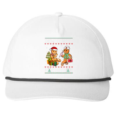 Gingerbread Man Cookie Ugly Sweater Oh Snap Christmas Snapback Five-Panel Rope Hat