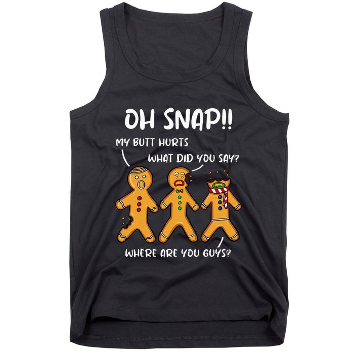 Gingerbread Man Cookie Oh Snap Christmas Funny Tank Top