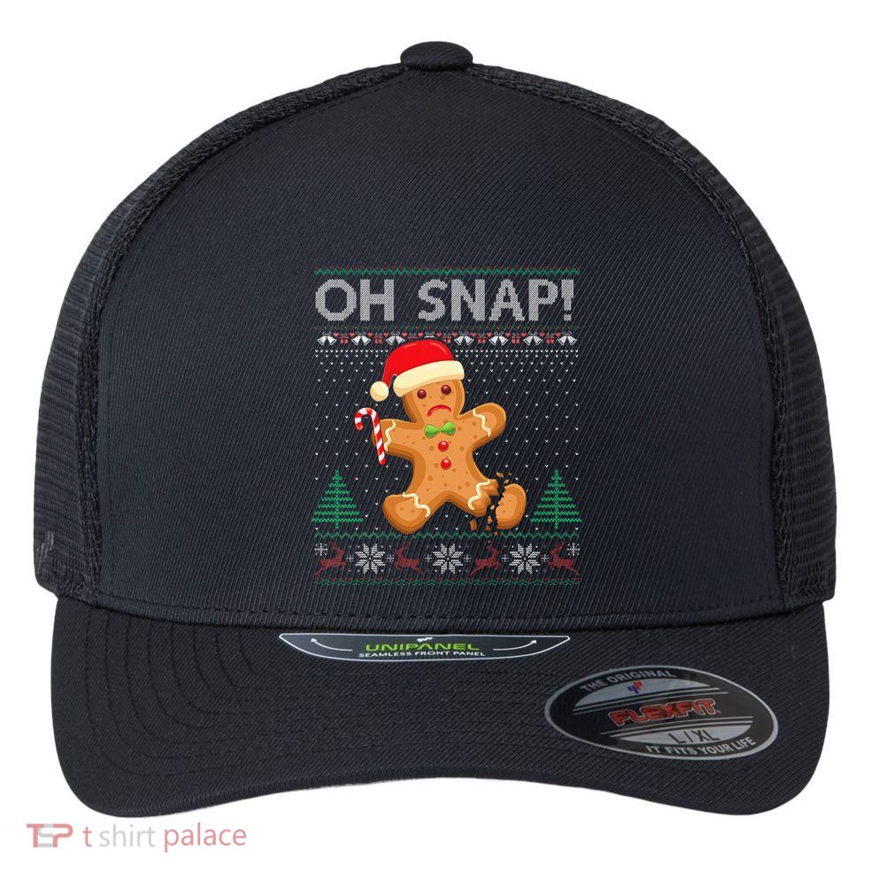 Gingerbread Man Cookie Ugly Sweater Oh Snap Xmas  Flexfit Unipanel Trucker Cap