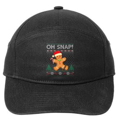 Gingerbread Man Cookie Ugly Sweater Oh Snap Xmas  7-Panel Snapback Hat