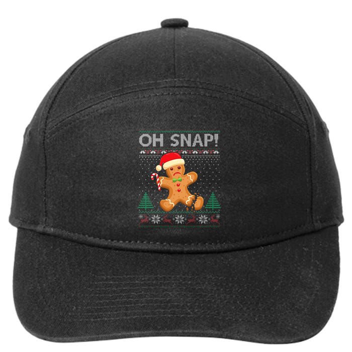 Gingerbread Man Cookie Ugly Sweater Oh Snap Xmas  7-Panel Snapback Hat