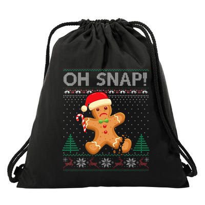 Gingerbread Man Cookie Ugly Sweater Oh Snap Xmas  Drawstring Bag