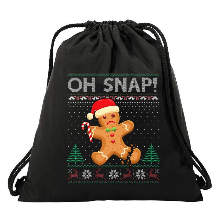 Gingerbread Man Cookie Ugly Sweater Oh Snap Xmas  Drawstring Bag
