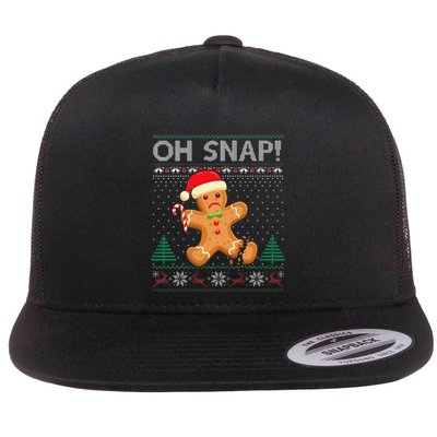 Gingerbread Man Cookie Ugly Sweater Oh Snap Xmas  Flatbill Hat