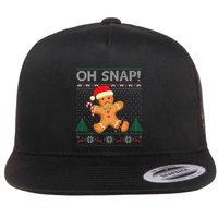 Gingerbread Man Cookie Ugly Sweater Oh Snap Xmas  Flat Bill Trucker Hat