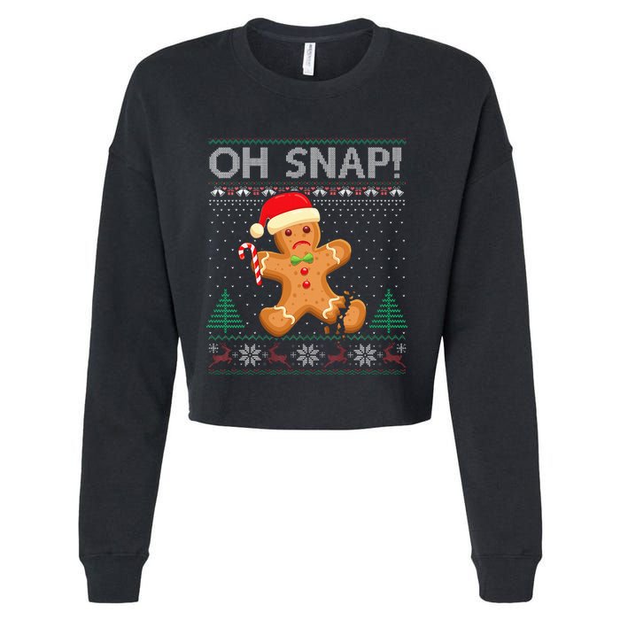 Gingerbread Man Cookie Ugly Sweater Oh Snap Xmas  Cropped Pullover Crew