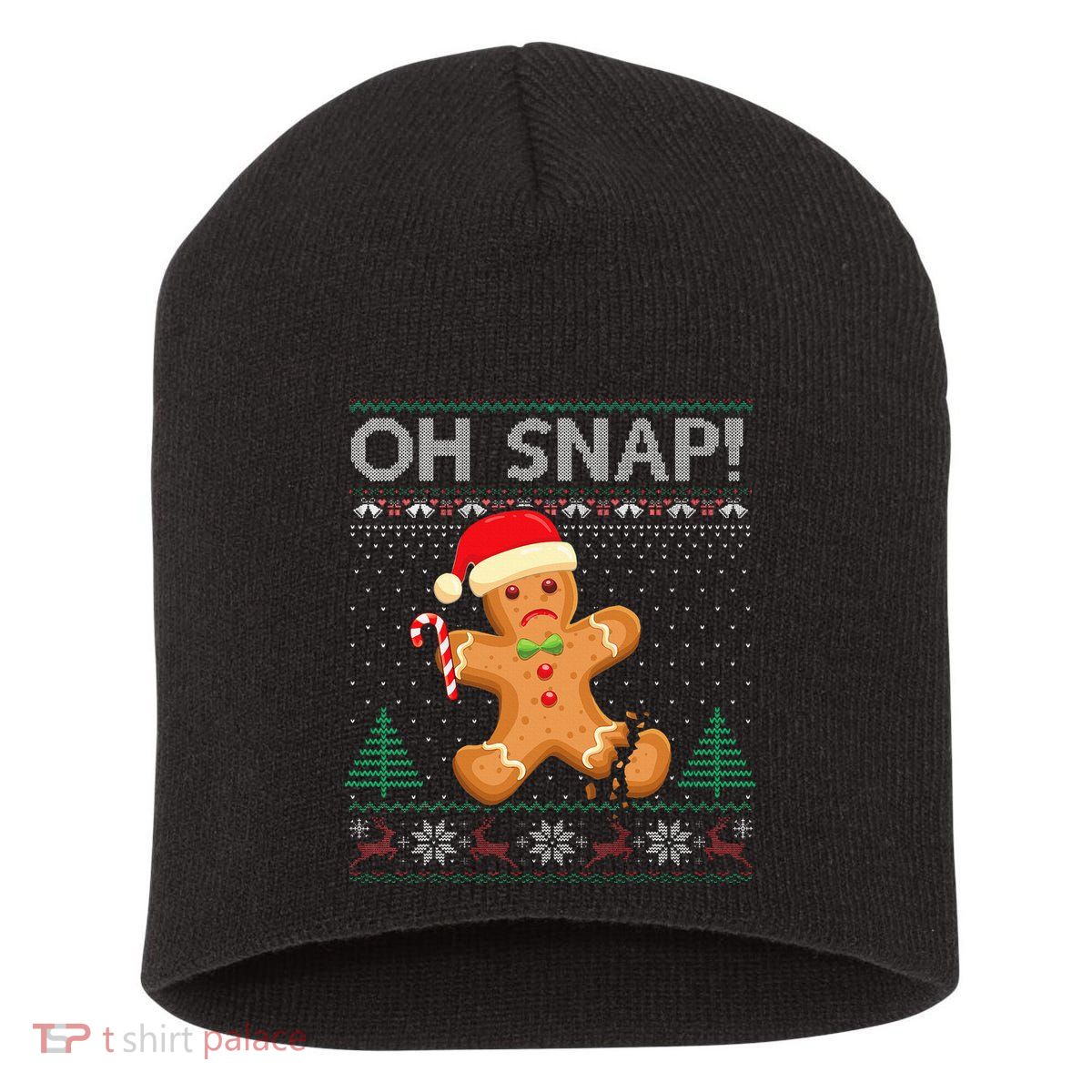 Gingerbread Man Cookie Ugly Sweater Oh Snap Xmas  Short Acrylic Beanie