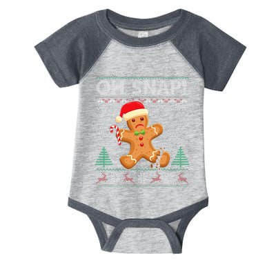 Gingerbread Man Cookie Ugly Sweater Oh Snap Xmas  Infant Baby Jersey Bodysuit