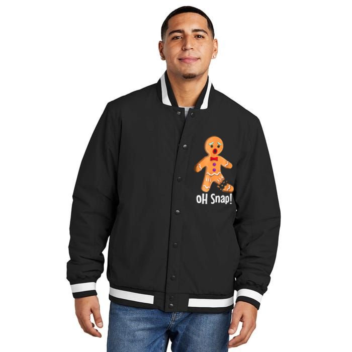 Gingerbread Man Cookie Xmas Oh Snap Funny Cute Christmas Insulated Varsity Jacket